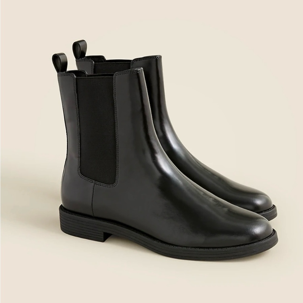 Worn once J Crew black leather Chelsea boot